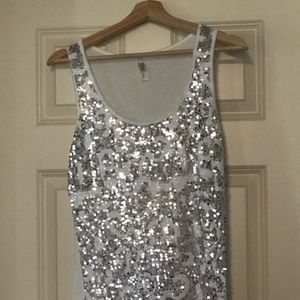 White and silver sequin tank